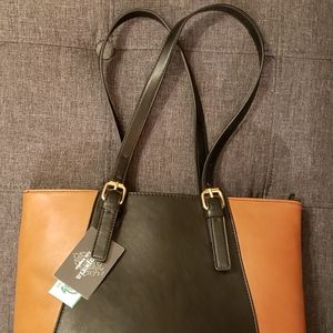 Emperia Vegan Leather Beatrize Tote Black/Brown